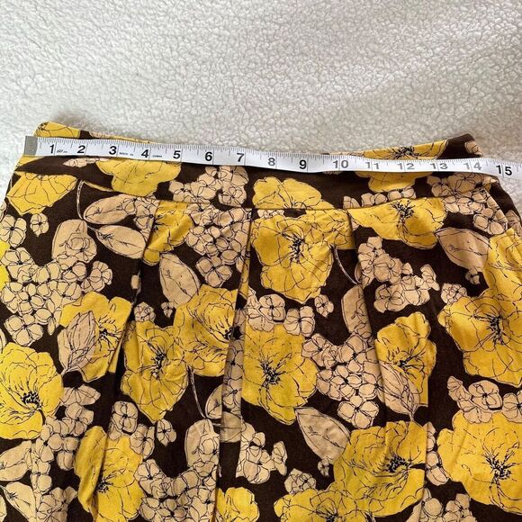 Boden Floral Pencil Skirt Size US 6 UK 10R Yellow Brown Pockets Lined Pleated - Picture 10 of 13